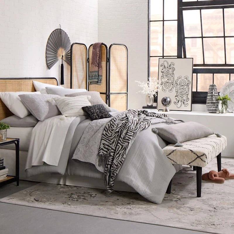 Found & Fable Zuri Cream & Black Tufted Bench - Image 11