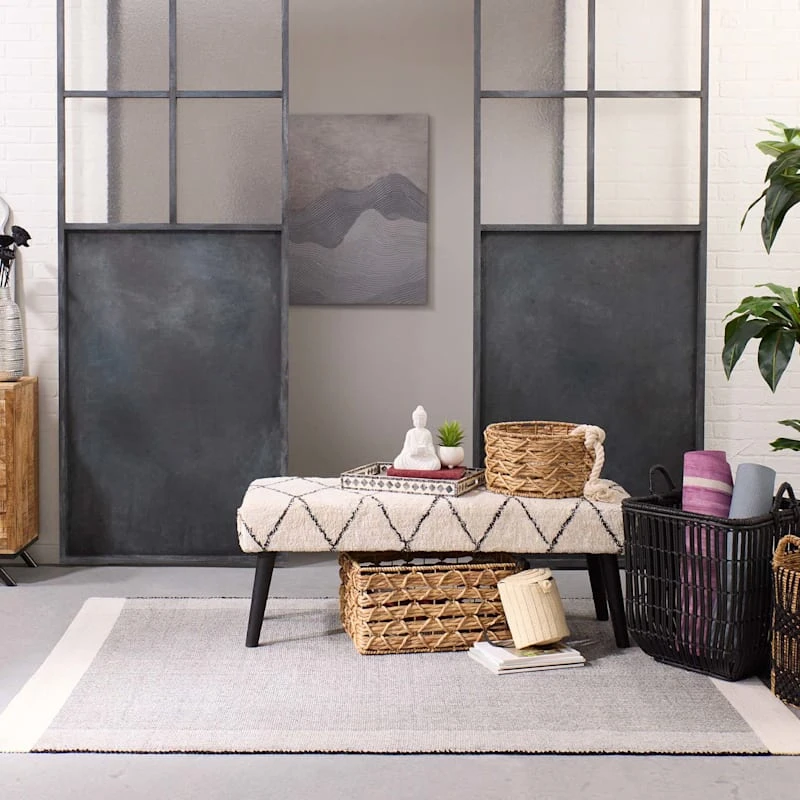 Found & Fable Zuri Cream & Black Tufted Bench - Image 9