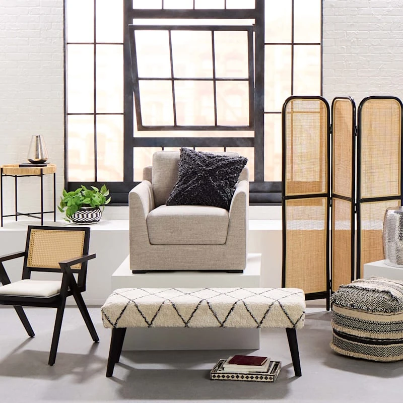 Found & Fable Zuri Cream & Black Tufted Bench - Image 10