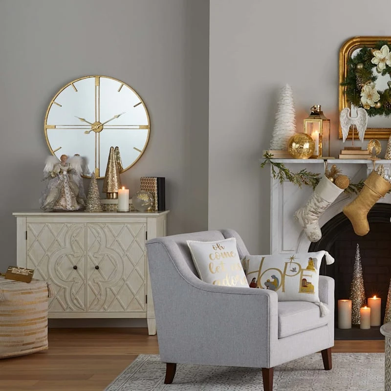 Gold Foil Print Tassel Pouf - Image 2