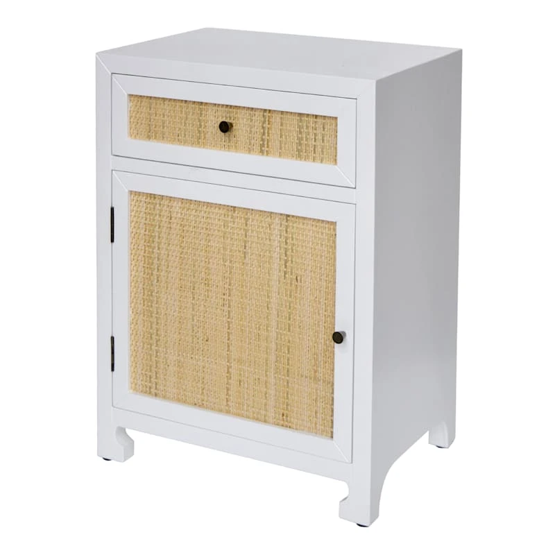 Grace Mitchell 1-Door 1-Drawer Wood & Rattan Cabinet