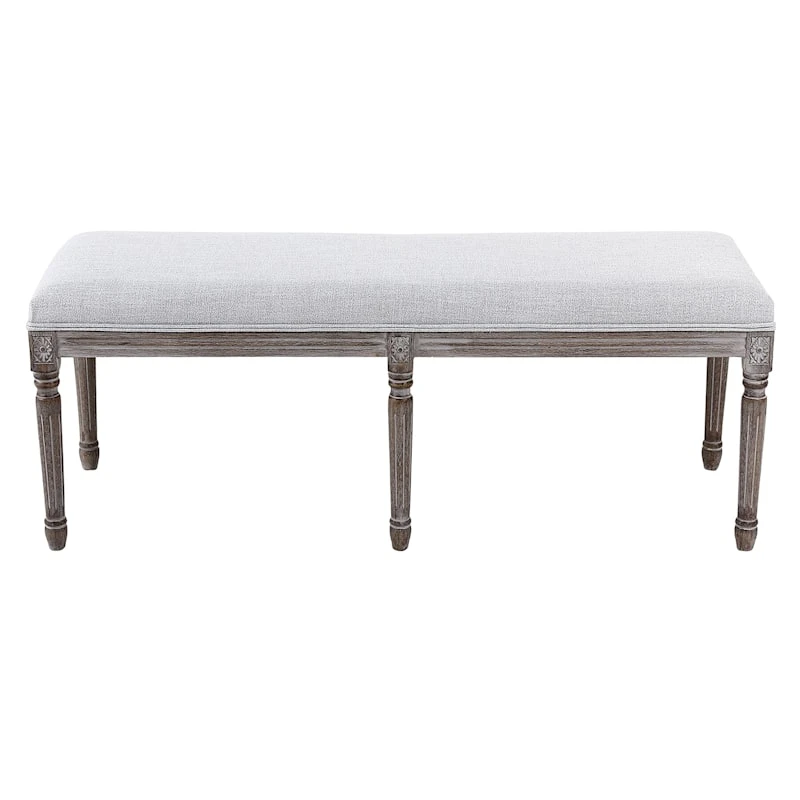 Heritage Light Grey Linen Bench - Image 2