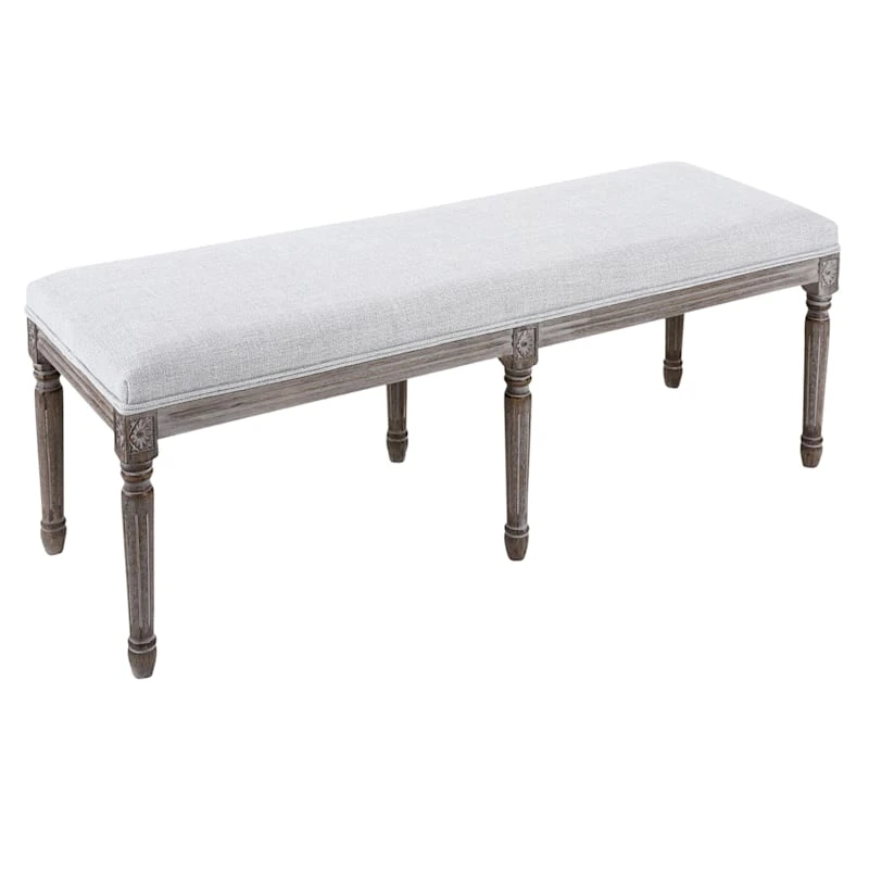 Heritage Light Grey Linen Bench