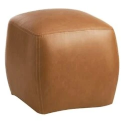Honeybloom Beau Faux Leather Ottoman, Cognac