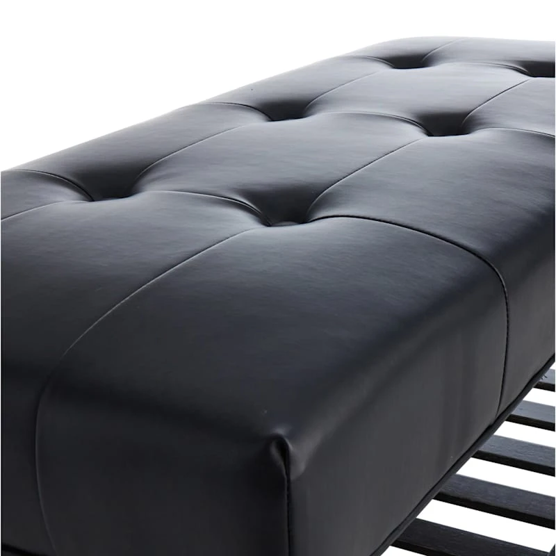 Honeybloom Collins Black Leather Bench - Image 3