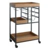 Honeybloom Jessie Wood Tray Top Bar Cart