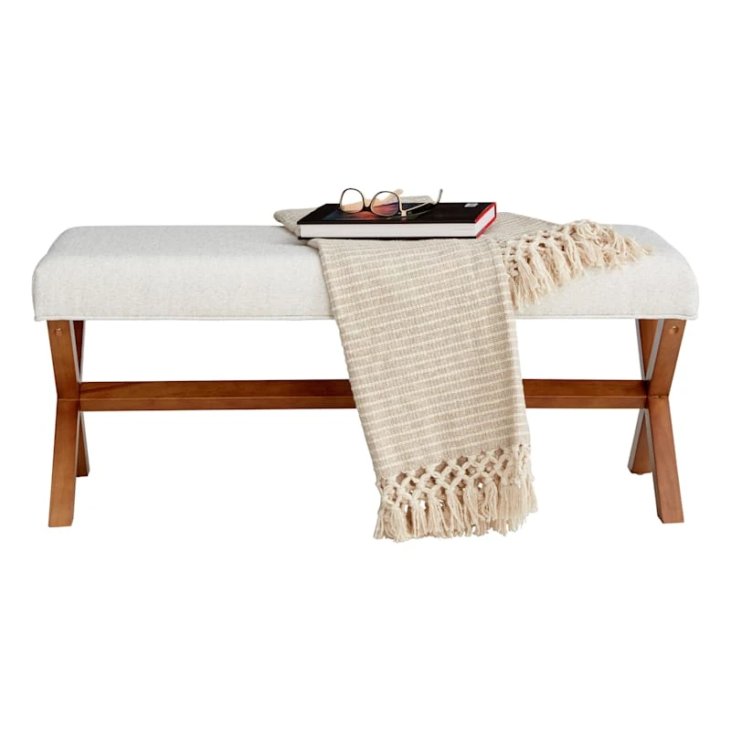 Honeybloom Jordan Chenille Bench, Ivory - Image 2