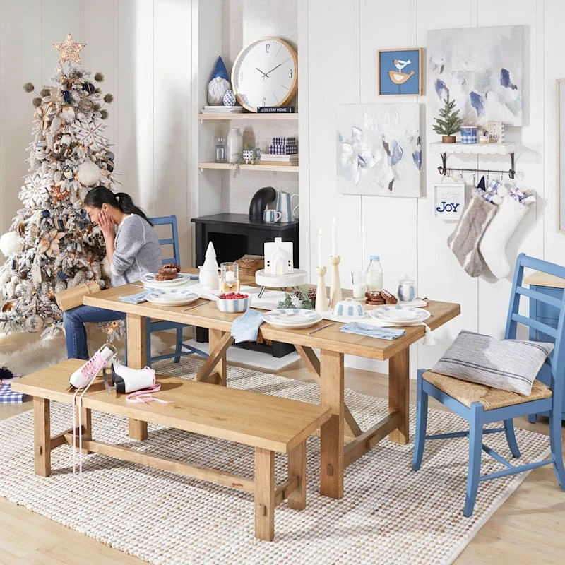 Honeybloom Massena Natural Wood Dining Bench, 60" - Image 3