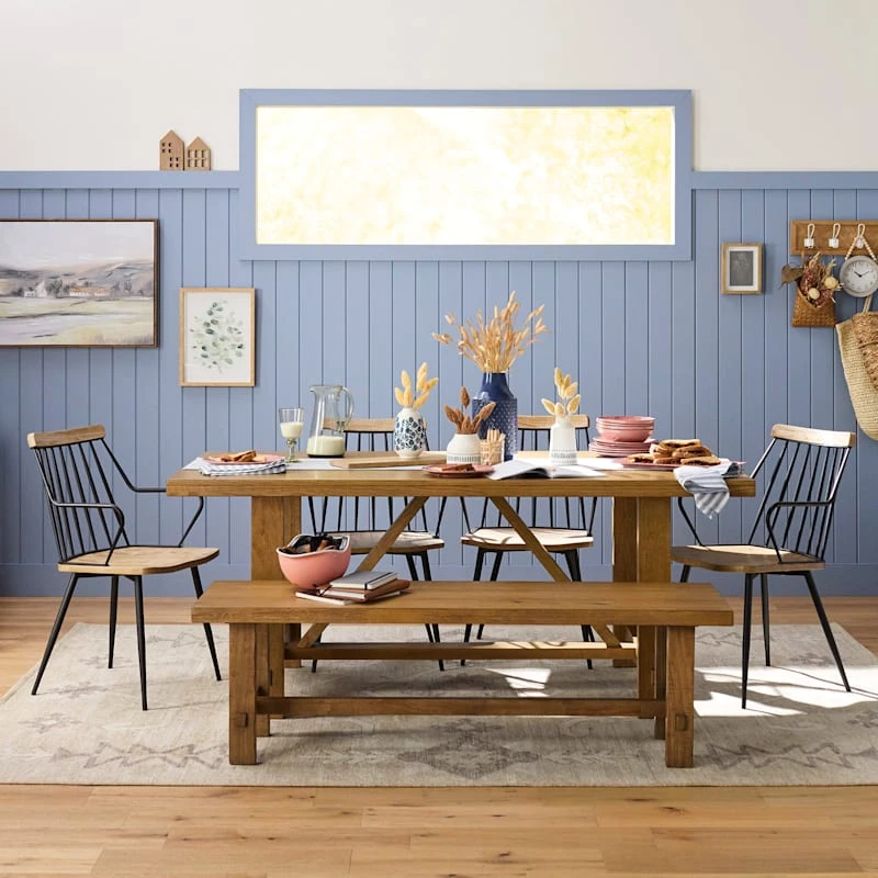 Honeybloom Massena Natural Wood Dining Bench, 60" - Image 4