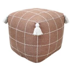 Honeybloom Shiva Brown Woven Pouf