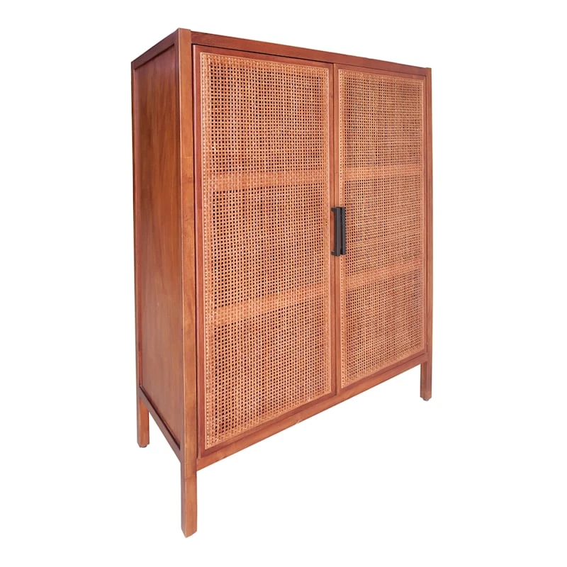 Honeybloom Wood Rattan Door Cabinet - Image 2