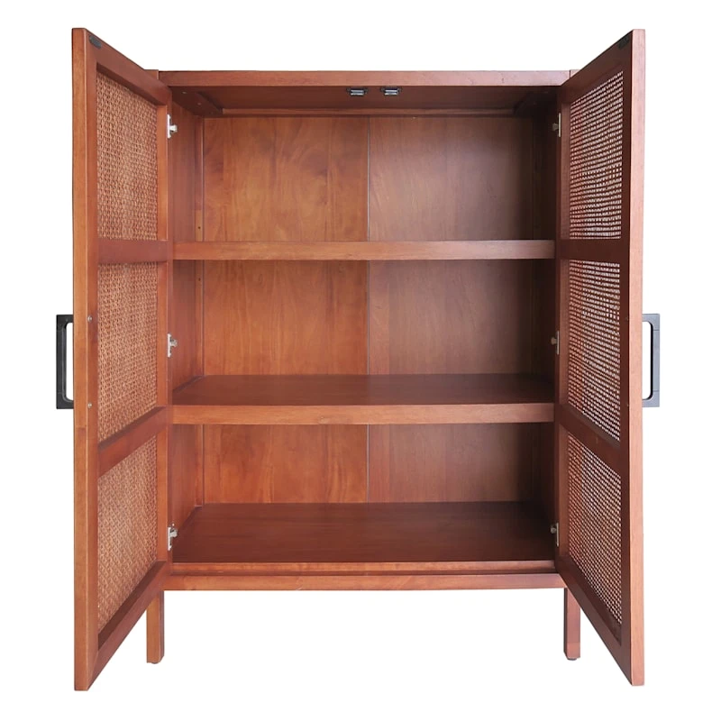 Honeybloom Wood Rattan Door Cabinet - Image 4