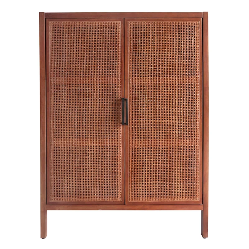 Honeybloom Wood Rattan Door Cabinet