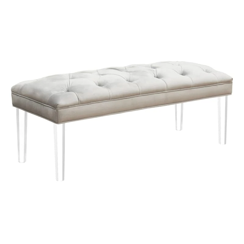 Laila Ali Grey Tufted Acrylic Leg Bench - Image 2