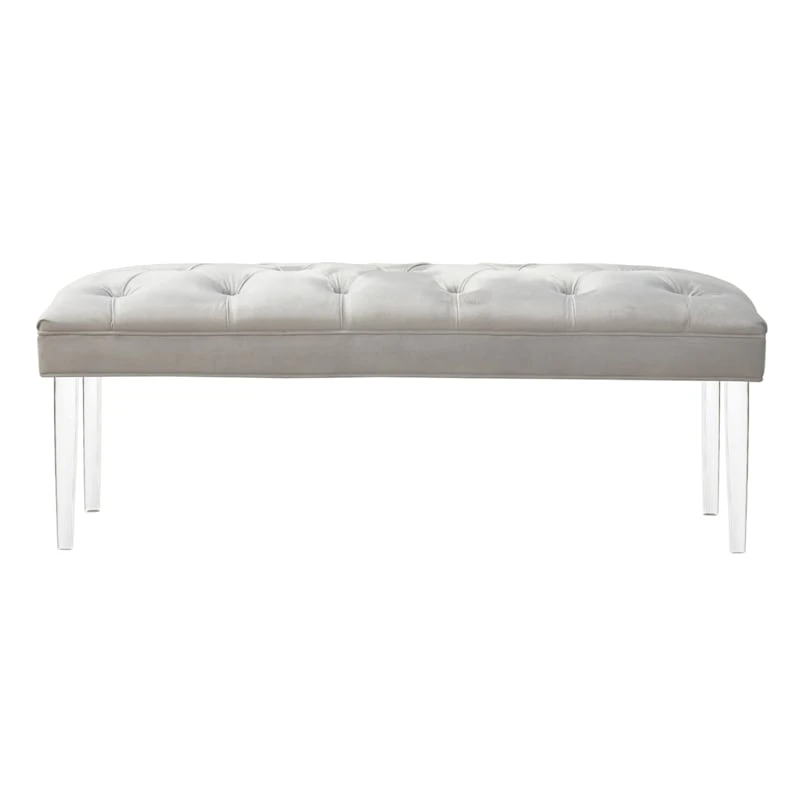 Laila Ali Grey Tufted Acrylic Leg Bench - Image 3