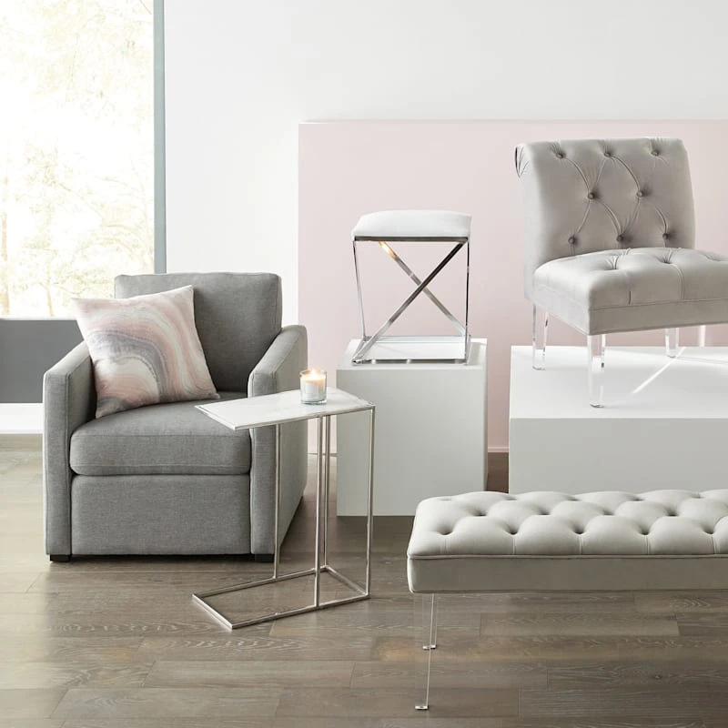 Laila Ali Marbled-Top Silver C-Table - Image 2