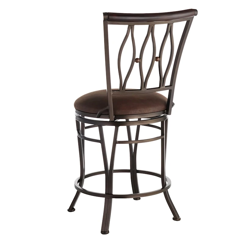 Marsol Brown Swivel Counter Stool With Faux Leather Seat - Image 3