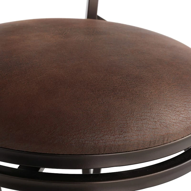 Marsol Brown Swivel Counter Stool With Faux Leather Seat - Image 4