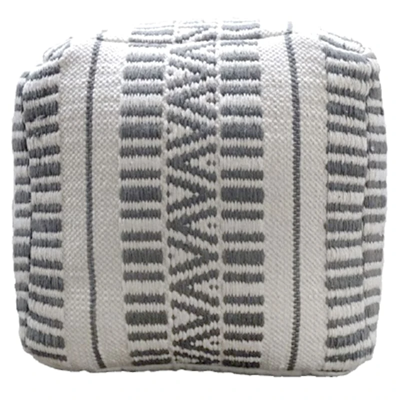 Maya Handwoven Striped Square Pouf