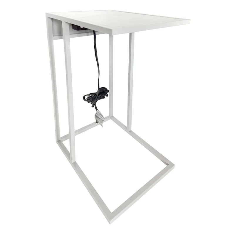 Metal C-Table With USB Port, Grey