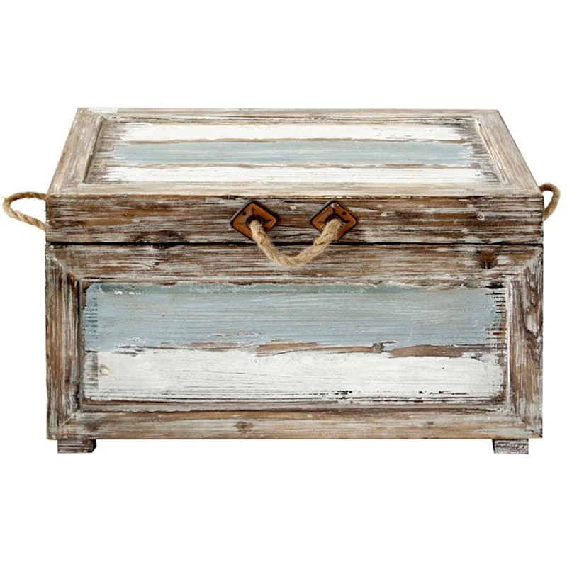 Nantucket Weathered Wood Decorative Storage Trunk, Medium