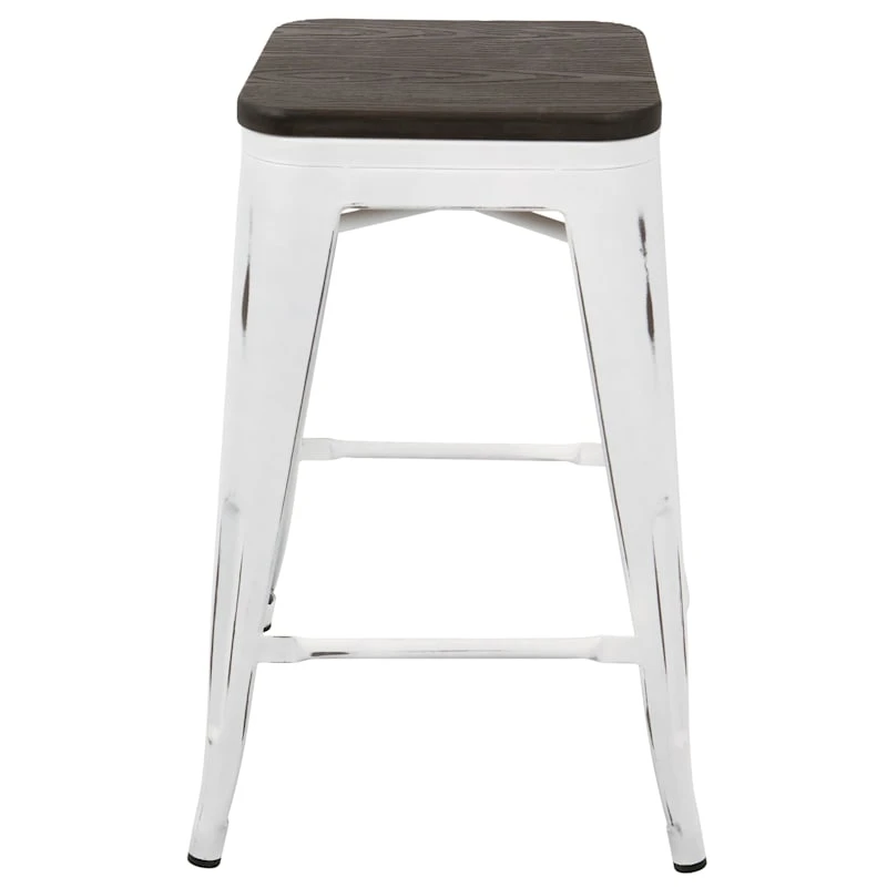 Oregon Vintage White Industrial Barstool, 24" - Image 4