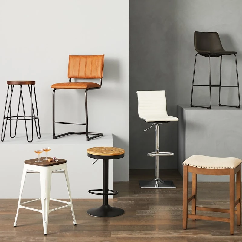 Oregon Vintage White Industrial Barstool, 24" - Image 6