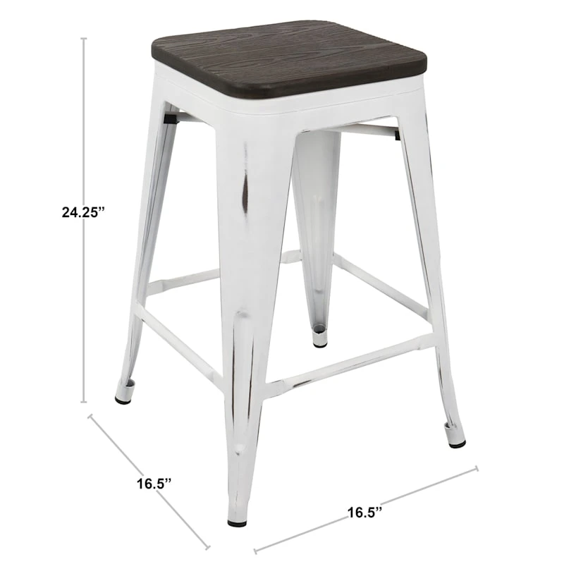 Oregon Vintage White Industrial Barstool, 24" - Image 9