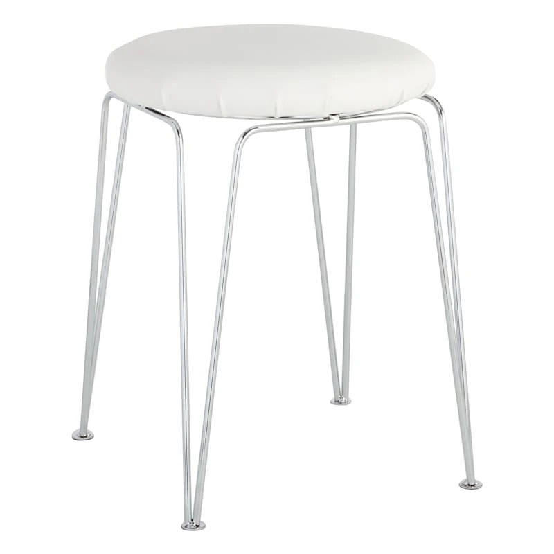 Penna Chrome & White Vanity Stool