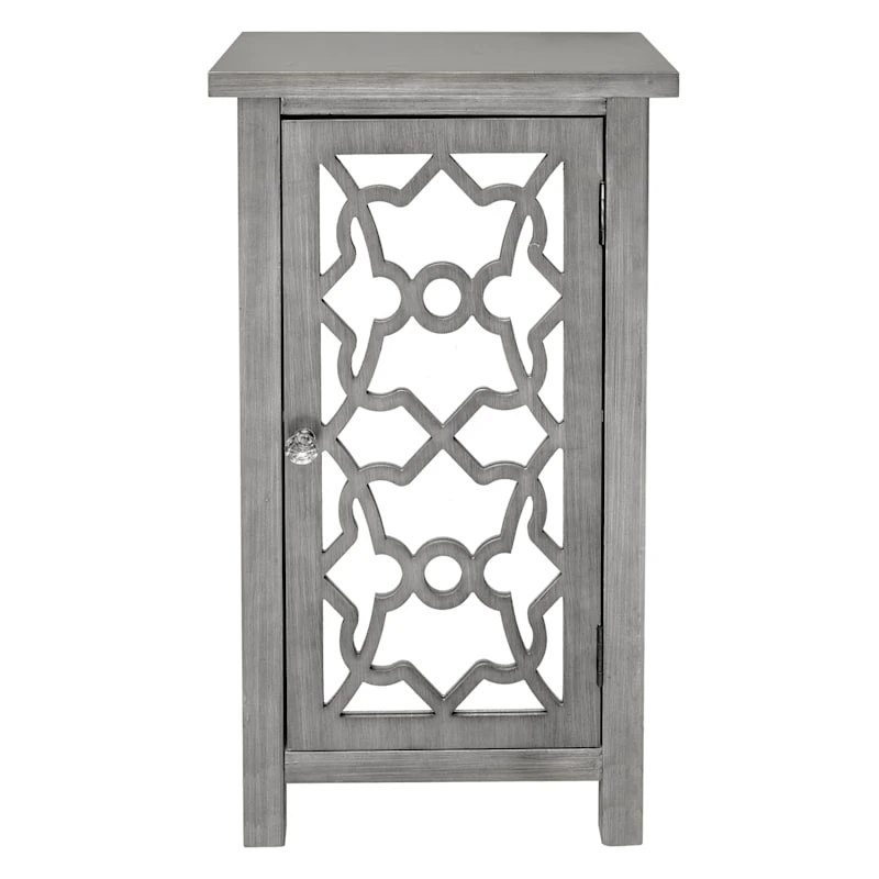 Providence 1-Door Mirrored Silver Cabinet - Image 2