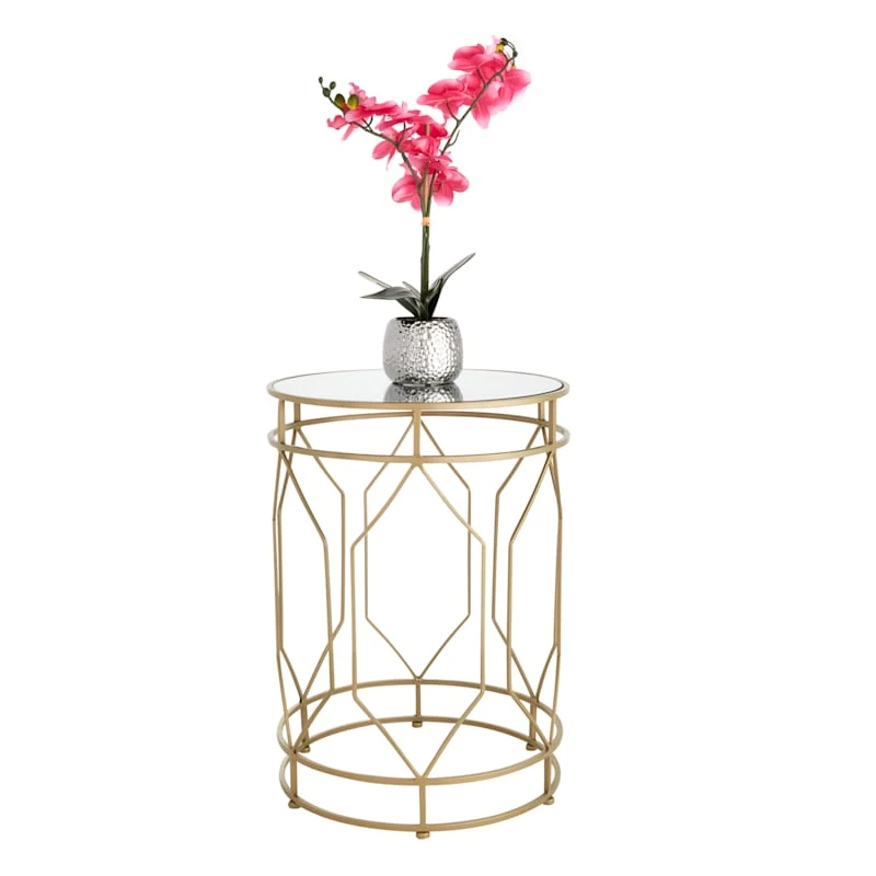Providence Gold Metal Quatrefoil Nesting Table, Large - Image 2