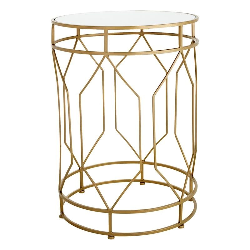 Providence Gold Metal Quatrefoil Nesting Table, Large