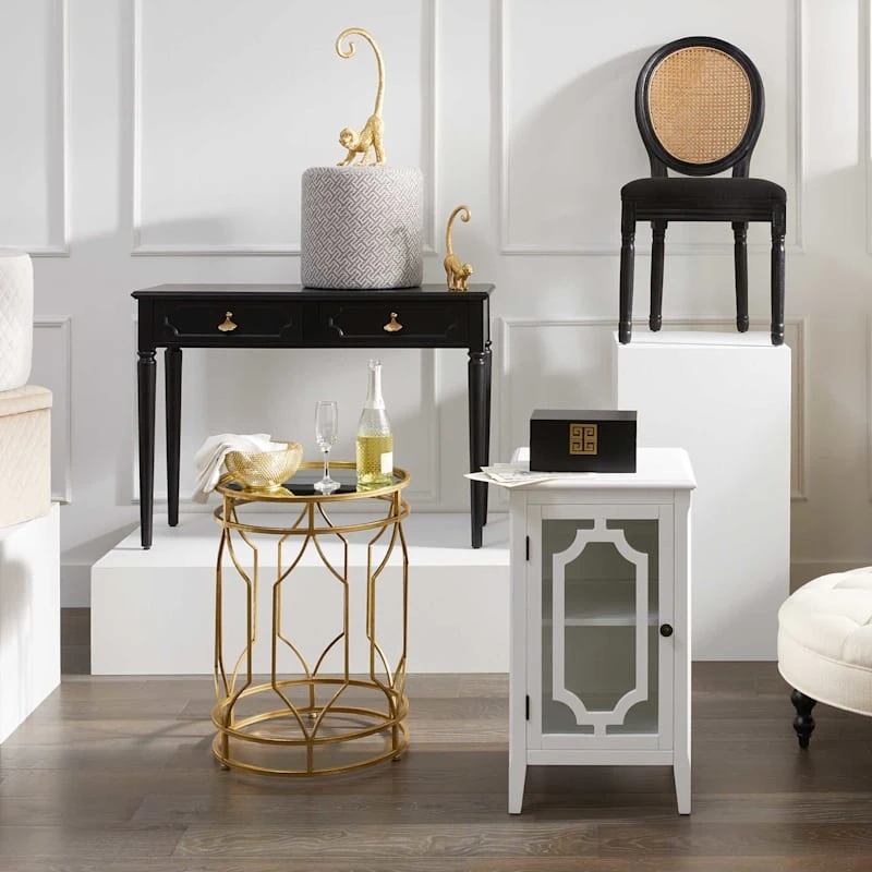 Providence Gold Quatrefoil Table With Mirror-Top, Large - Image 2