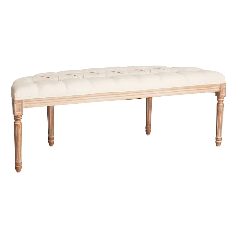 Providence Lourdes Tufted Curved Bench, Neutral - Image 2