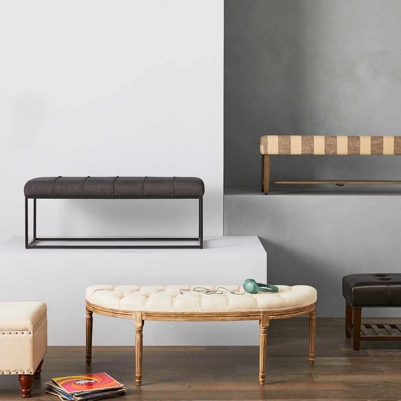 Providence Lourdes Tufted Curved Bench, Neutral - Image 3