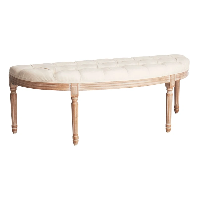 Providence Lourdes Tufted Curved Bench, Neutral