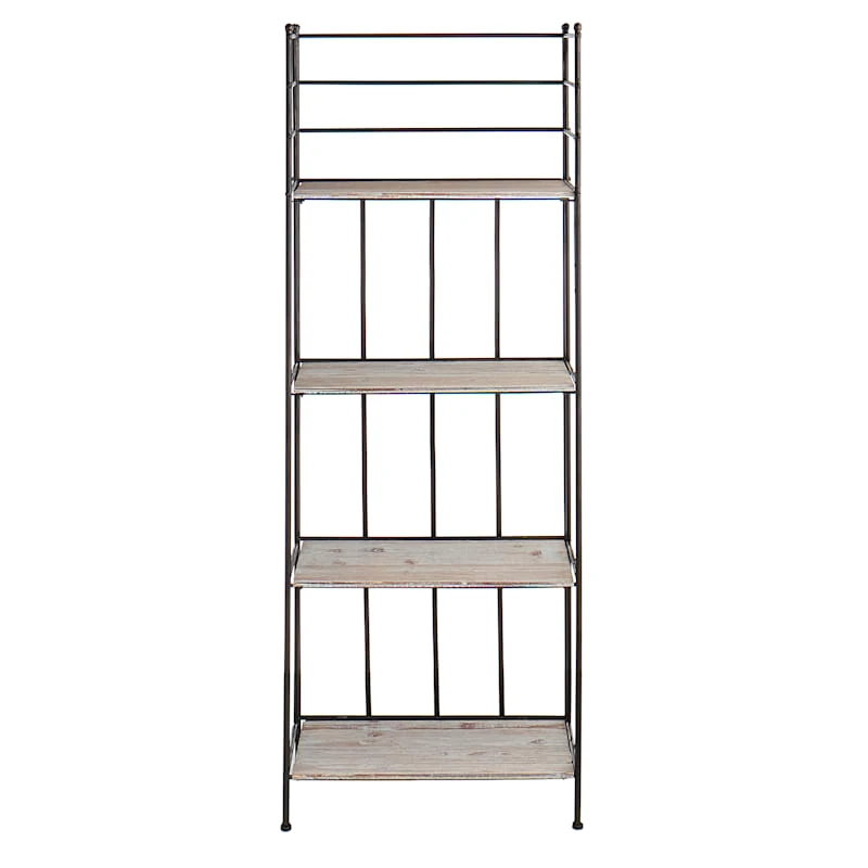 Providence Metal Baker Rack With Folding Wood-Top Shelves, 63" - Image 2