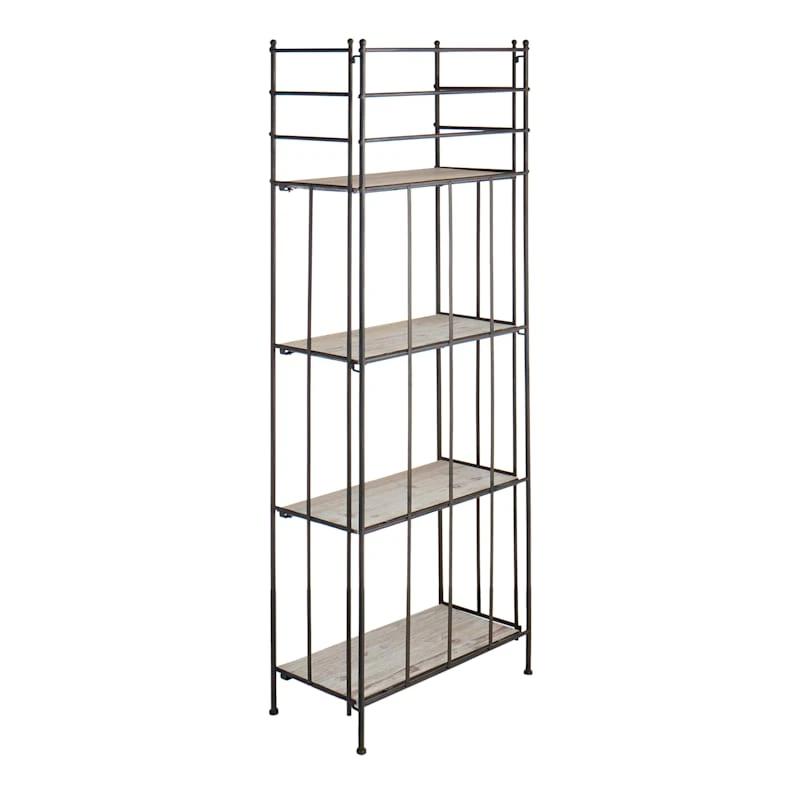 Providence Metal Baker Rack With Folding Wood-Top Shelves, 63" - Image 3