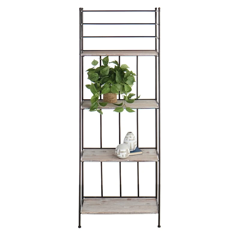 Providence Metal Baker Rack With Folding Wood-Top Shelves, 63" - Image 6