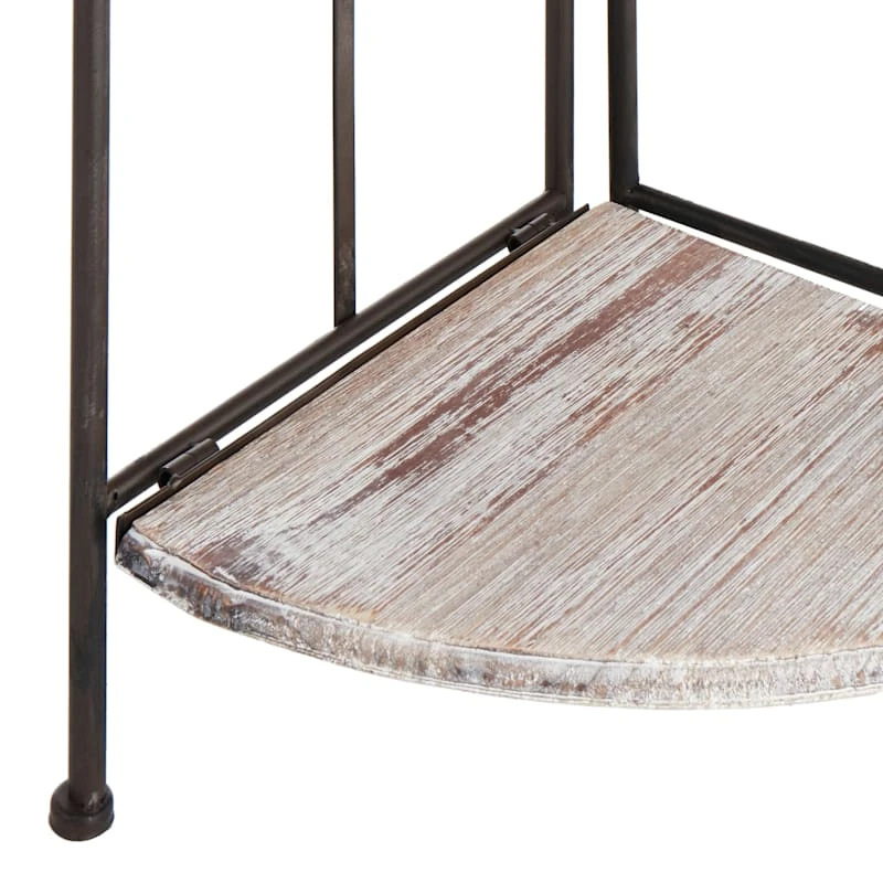 Providence Metal Corner Rack With Folding Wood-Top Shelves, 63" - Image 4