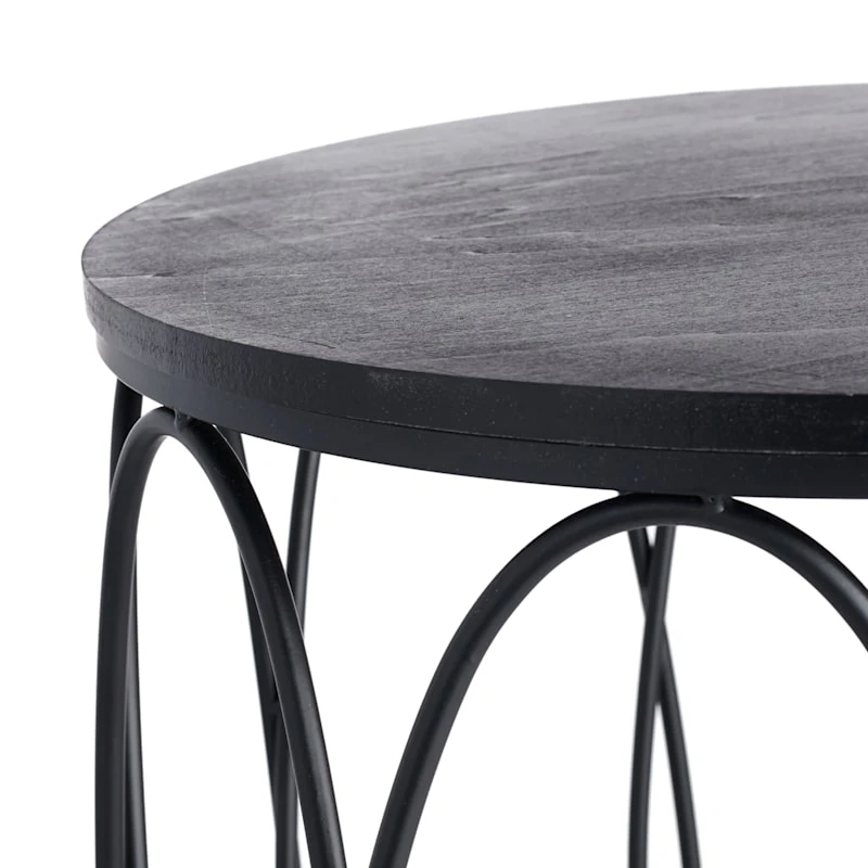 Providence Round Wood Top With Oval Metal Table, Large - Image 4