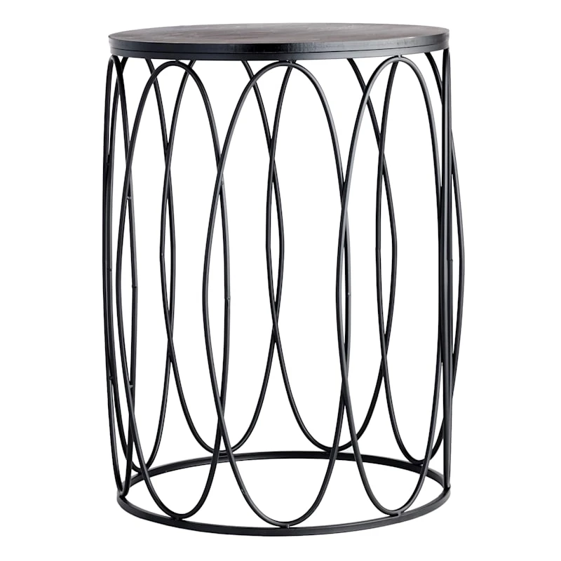 Providence Round Wood Top With Oval Metal Table, Large