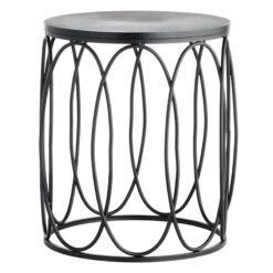 Providence Round Wood Top With Oval Metal Table, Small