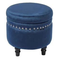 Providence Stanley Storage Ottoman, Navy Blue