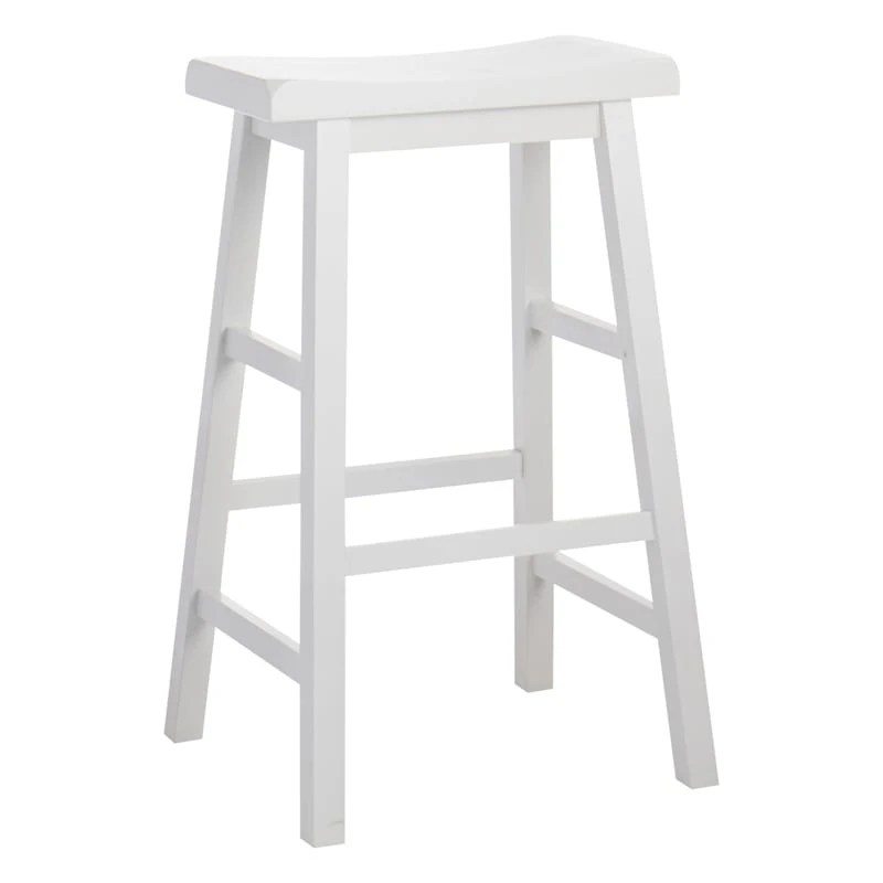 Providence White Saddle Backless Barstool, 29"
