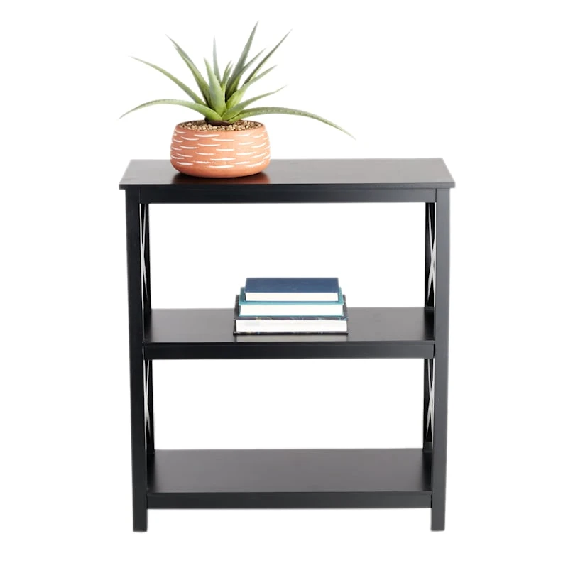 Providence Xavier Black 3-Tier Bookshelf, 29" - Image 6