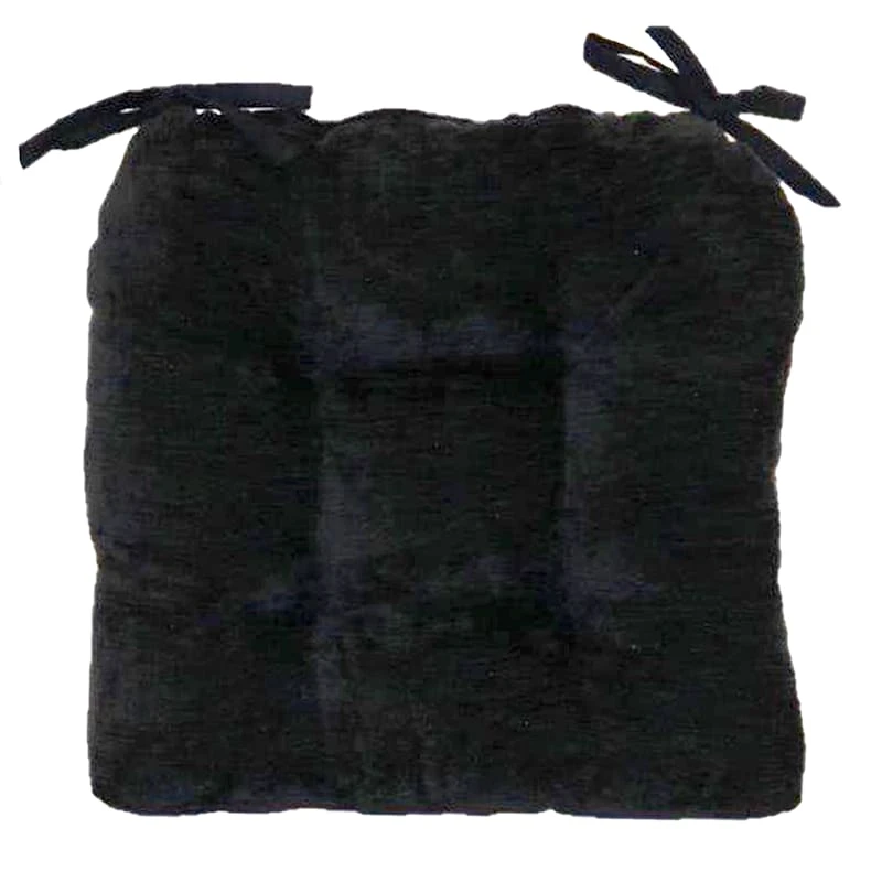 Reese Chenille Black Chair Pad