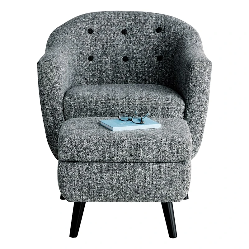 Rockwell Accent Chair & Ottoman Set, Salt & Pepper - Image 3