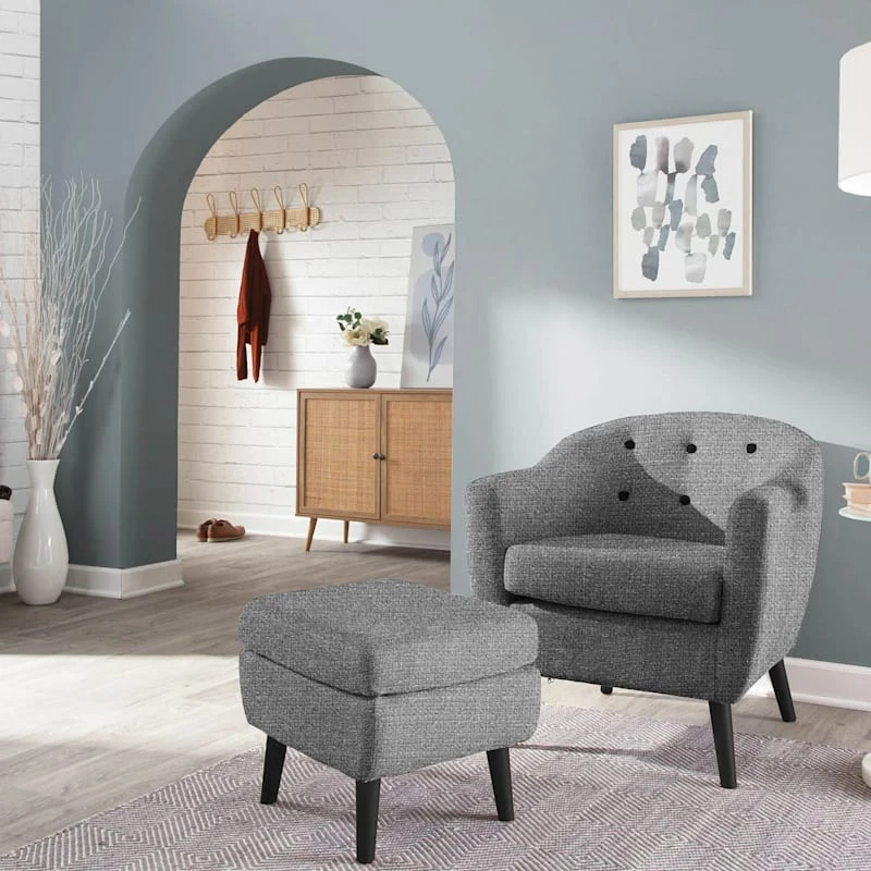 Rockwell Accent Chair & Ottoman Set, Salt & Pepper - Image 8