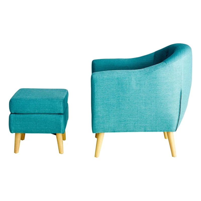Rockwell Accent Chair & Ottoman Set, Teal - Image 3